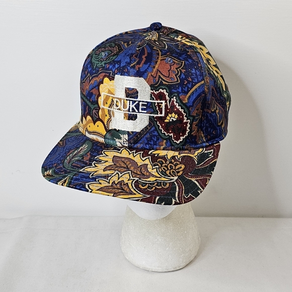 Duke Blue Devils Basketball Paisley Snapback Cap Hat Vtg Crable Sportswear Core - Picture 13 of 13